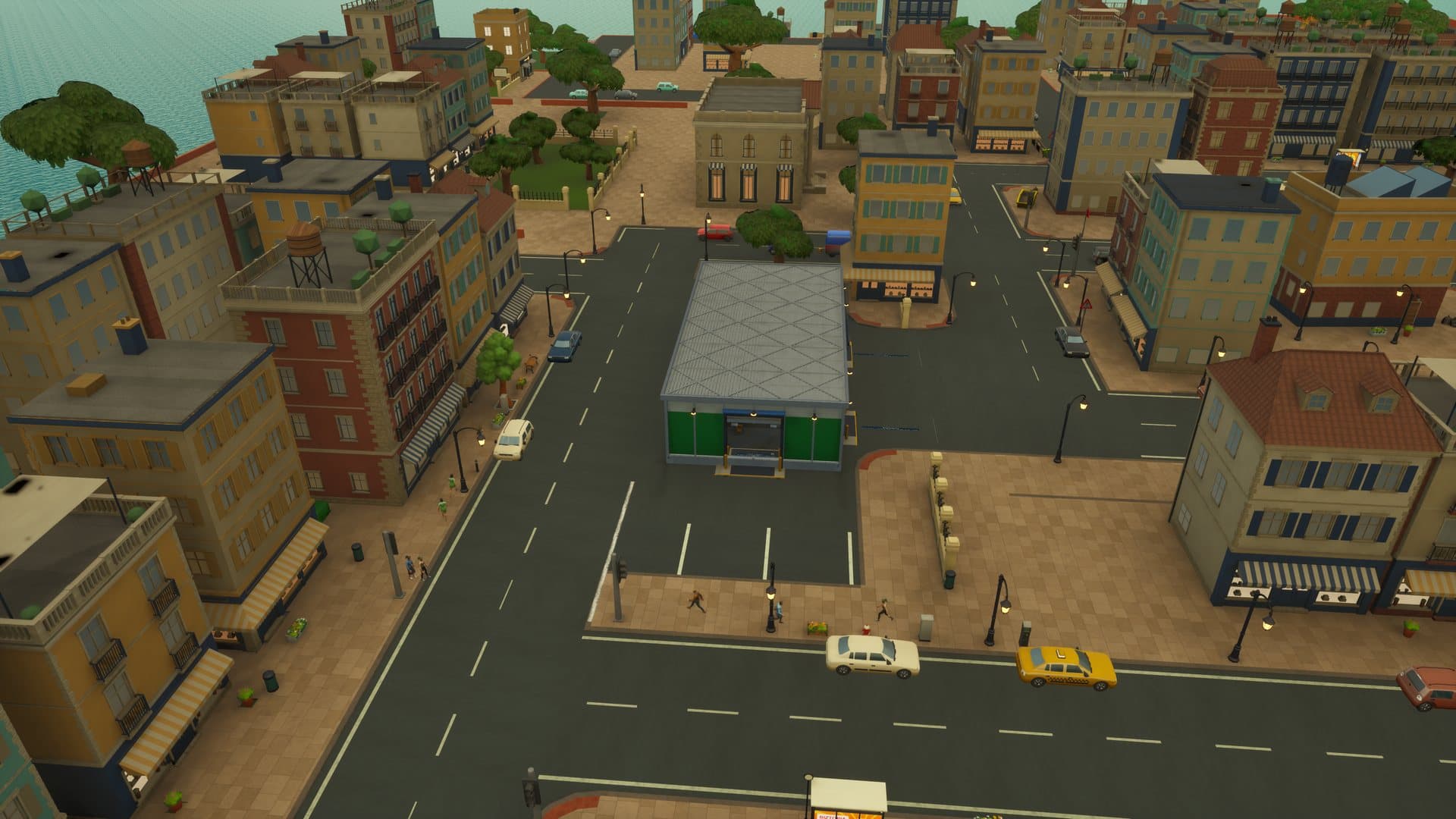 The warehouse district at dusk