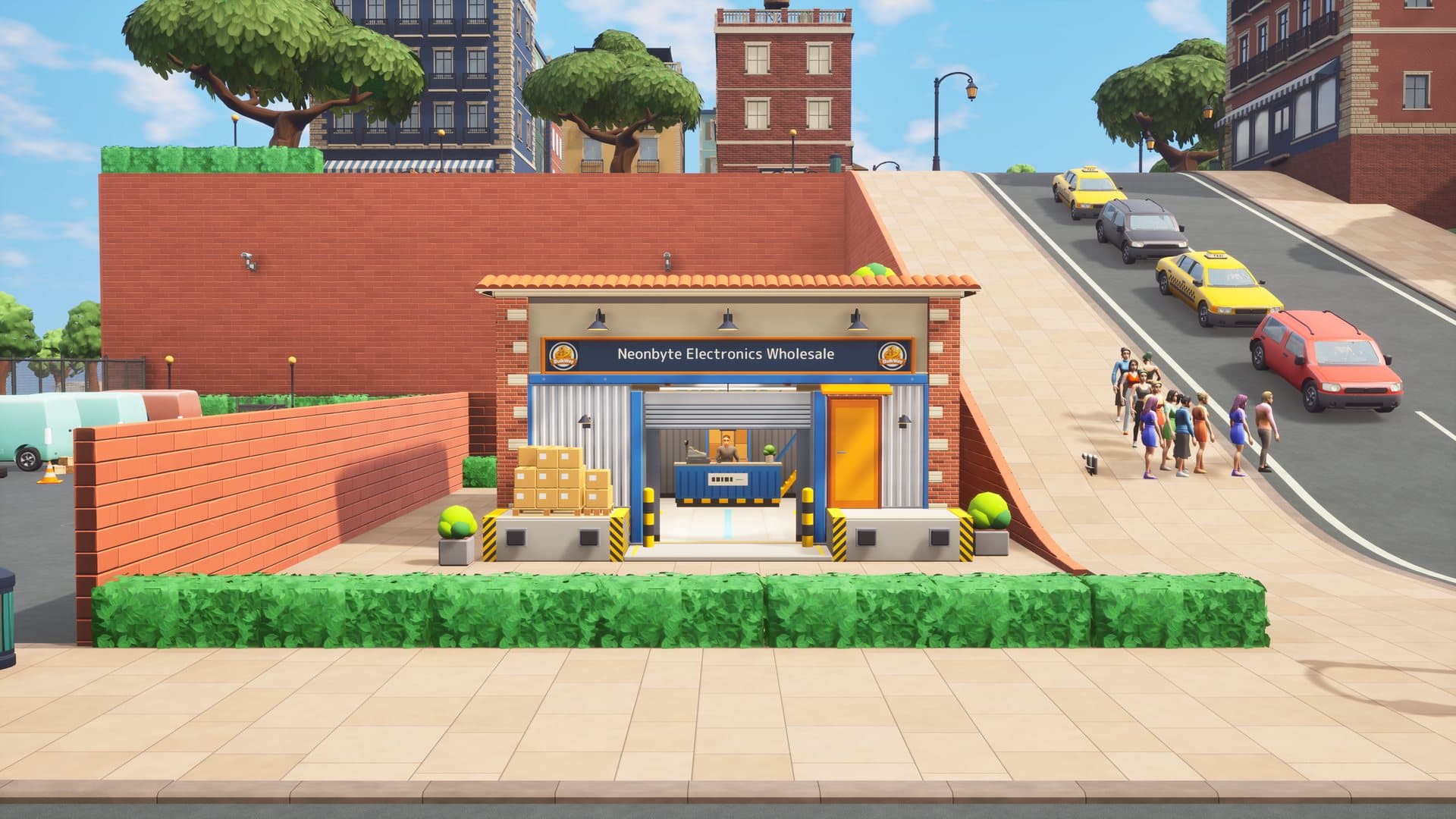 An electronics wholesaler on a sloped street